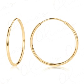 14k Yellow Gold Endless Hoop Earrings 18x1.0mm