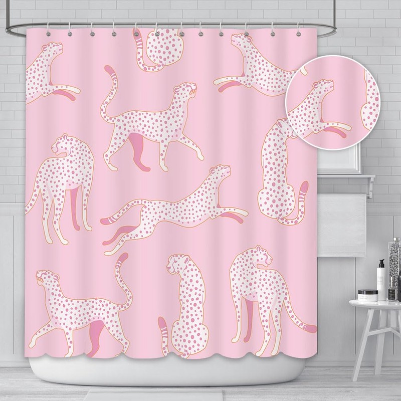 AIBIIN Boho Leopard Shower Curtain Animal Cheetah Trendy Bathroom Decorative