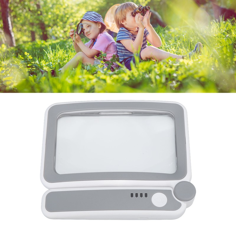 Rectangular Magnifying Glass 4X 3 LED Modes Touch Control Ergonomic