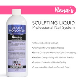 Nena's Complete Acrylic Nail Kit: Monomer Liquid 16 fl oz, Base Coat 4.0 fl oz, Top Coat 4.0 fl oz, Rubber Base 0.5 fl oz, Dehydrator 0.5 fl oz, Primer 1.0 fl oz