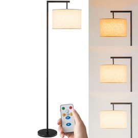 Modern Battery Operated Floor Lamp Cordless for Living Room, Dimmable Floor Lamp with Remote Control, Tall Standing Floor Lamp with Adjustable Lamp Head For Bedroom, 3 Color Temperature Bulb Included