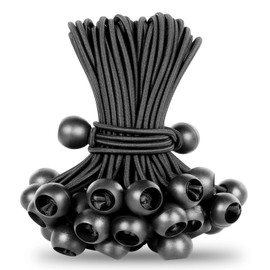 Mtrail Bungee Cord with Ball, Elastic Band, For Fixing, 20 Pieces, 0.2 inches (4 mm), Total Length: 5.9 inches (15 cm), Tent Tarp, For Binding (Black x White, 5.9 x 7.9 inches (15 x 20 pcs)