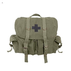 Olive Drab Vintage Compact Weekender Backpack With Cross