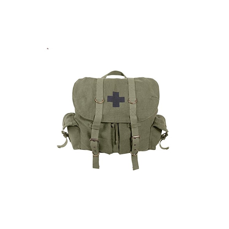 Olive Drab Vintage Compact Weekender Backpack With Cross