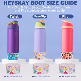 HEYSKAY 2PCS Silicone Boot for Owala Flask Water Bottle 32oz Anti-Slip Protective Sleeve for Owala Twist,FreeSip and Flip Stainless Steel Water Bottle BPA-Free Boot Bottom Base