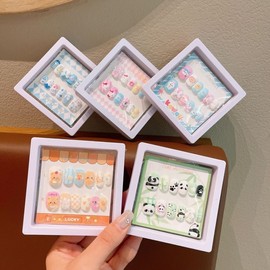 New Arrival Kids' Press-On Nail Art Set with Gel Tips & Charms - Sanrio Stereo Design (Nails A5) Free Size/3 Blue Magnolia Dog (with Application Tool Kit) 50ea