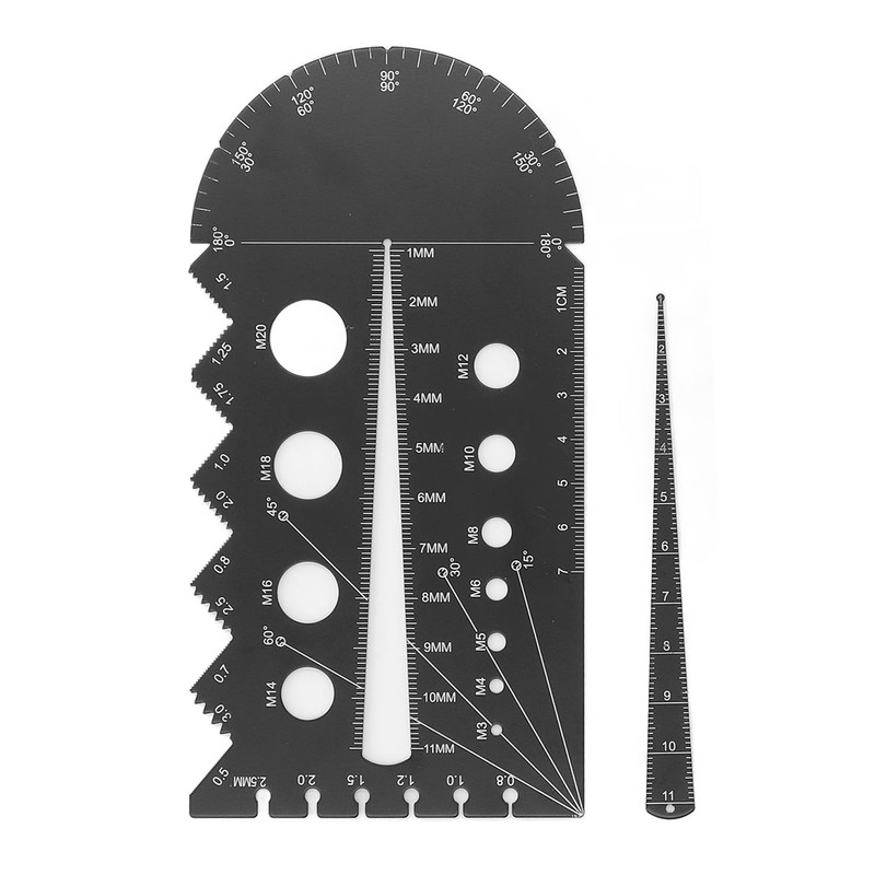 Thread Pitch Gauge Black Aluminum Alloy Metric Imperial Multi-Gauge Measuring