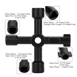 Black 4 Way Universal Zinc Alloy Cross Key Electricians Valve Tool for Water Electric Gas Meter Box Cupboard Opening, Electric Cabinet Keys Gas Meter Keys Service Cross Key