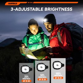 MANWALD LED Beanie Hat with Light, USB Rechargeable LED Headlamp, Gifts for Christmas, Stocking Stuffers for Men, Orange