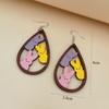 Easter Earrings For Women Colorful Wooden Dangle Bunny Earrings Spring