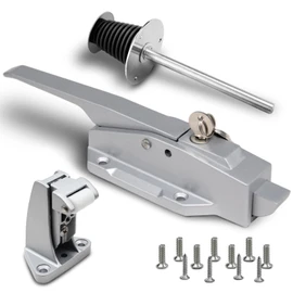 Preruner Walk in Cooler Door Closer Complete Latch Kit, Walk in Cooler Door Handle Radial Latch, Offset -1/5 In-3/5 in(Offset) and 5.9" Solid Metal Interior Release Handle (Foggy White)