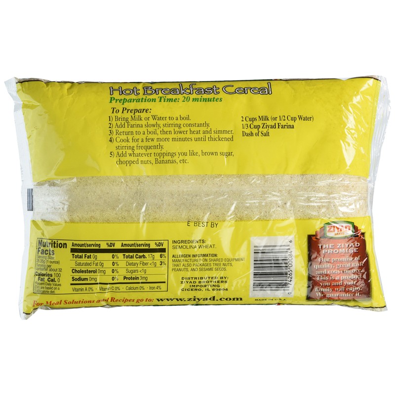 Ziyad Premium Quality Farina – Finely Ground, Smooth Wheat Cereal