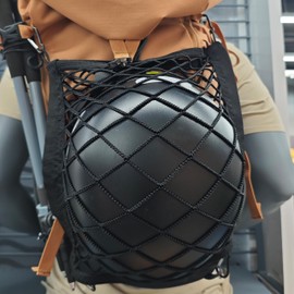 Helmet Holder for Backpack, Could be Used as Cover and Container, 4 Sides Elastic Bands, Comes with 4 Carabiners, Carrying Your Helmet in an Elegant Way