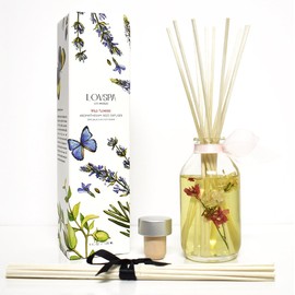 LOVSPA Wild Flowers Reed Diffuser Set Made with Real Flowers & Essential Oils - Rose, Egyptian Jasmine, Sweet Pea, Lily of The Valley and Dark Amber