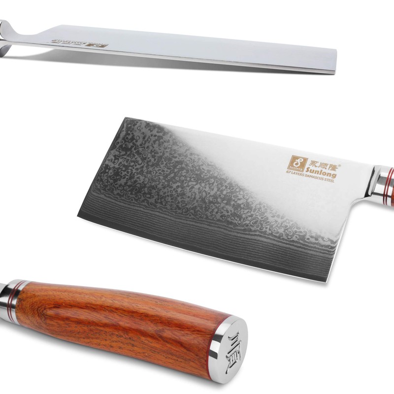 SUNLONG Meat Cleaver 7 inch Chinese Vegetable Cleaver -Japanese Hammered