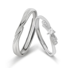 Meissa 2er-Set Paar-Ringe für Herren und Damen, Sterling Silber 925 Verlobungsringe Paar Verstellbare Versprechensringe Eheringe Brautschmuck, Set aus zwei Ringen