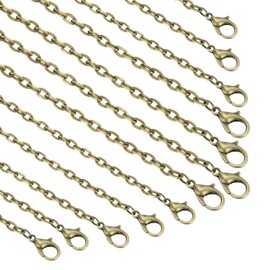 HARFINGTON - Paquete de 20 cadenas de collar de 22 pulgadas a granel, 3,2 mm, chapado en oro y plata con cierres de langosta para hacer joyas