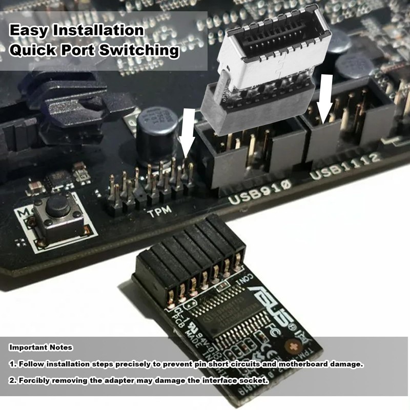 Xelsluthe Motherboard Header Adapter, USB 2.0 to USB 3.2 Gen