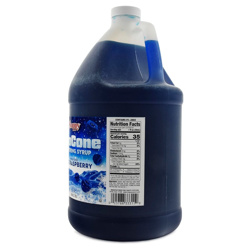 Snappy Blue Raspberry Sno Cone Syrup, 1 Gallon - Ready-to-Use