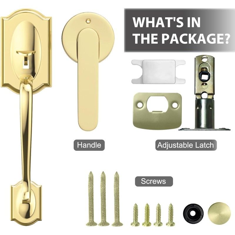 YYTDZSW Front Door Handle, Gold Door Handles Exterior, Polished Brass