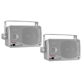 Pyle Pair Plmr24s Silver Marine Audio 2 Way Box Speakers