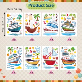 Conzon 24PCS Ships Make a Face Stickers, Sailing Boats Cruise Ships Mix and Match Sticker Party Games, Make Your Own Cotton Boats Stickers DIY Crafts for Party Supplies School Reward Birthday Gifts