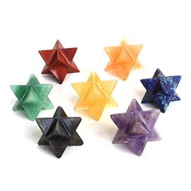 Chakra Balancing - Reiki Healing Energy Charged Chakra Crystal Merkaba Star Set of Seven (Beautifully Gift Wrapped)