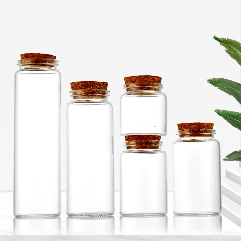 ICSTM Glass Bottles with Cork,2 Pack 5oz Empty Clear Glass