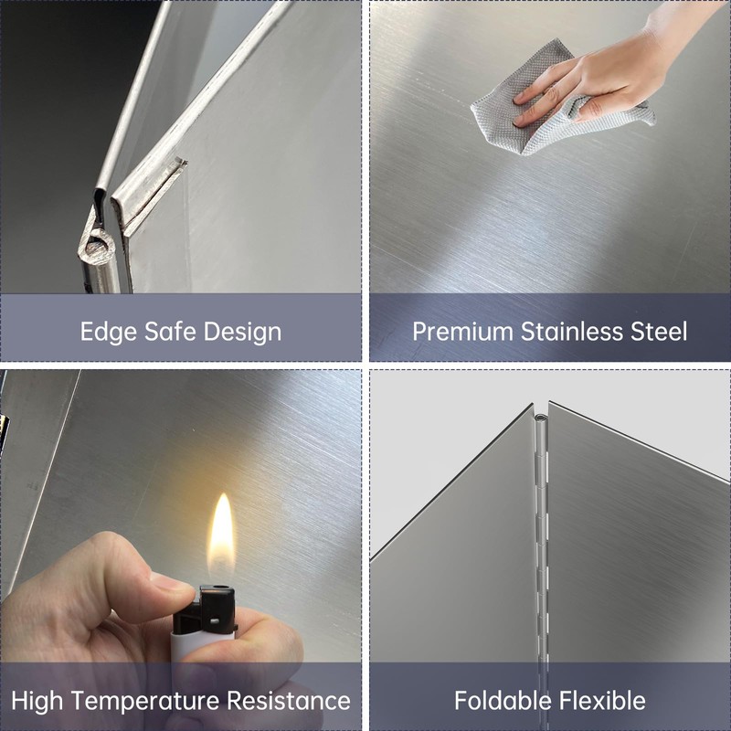 4 Sided Grease Splatter Guard,Foldable Stainless Steel Splatter Guard Oil