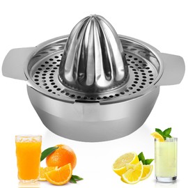 Stainless Steel Lemon Squeezer, Lemon Squeezer, Hand Press, Citrus Juicer, Lime Squeezer, Orange Squeezer, with Container, Easy to Clean, Suitable for Home Use