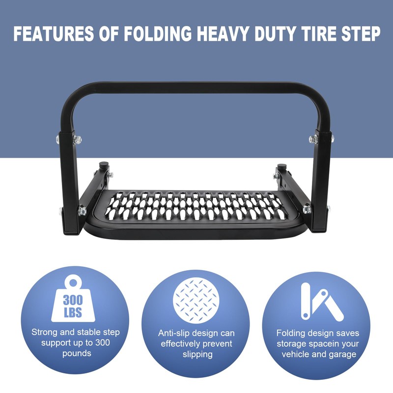 DICMIC Folding Heavy Duty Tire Step for Truck, SUV and