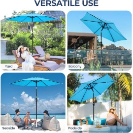 Does Not Apply  9 ft Outdoor Market Patio Table Umbrella with Tilt, Aqua Blue