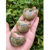 GAF TREASURES Unakite Gemstone Hearts, Polished Unakite Puffy Hearts, Unakite