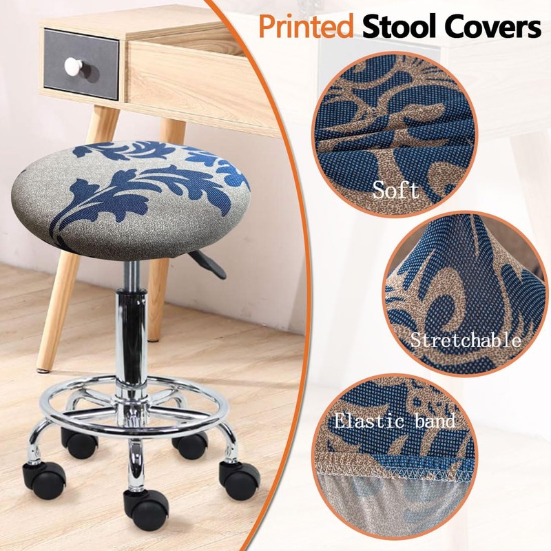 Levoberg Stool Cover Round 4 Pack Printed Bar Stool Seat