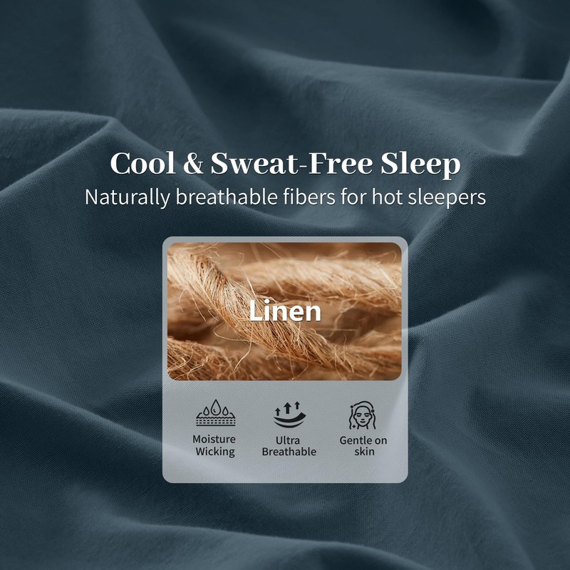 100% French Linen Sheets Queen,6 Pcs,18-24" Extra Deep Pocket