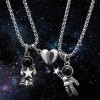 Veraly Set 2 Pulseras Y 2 Collares Pareja Astronauta Acero