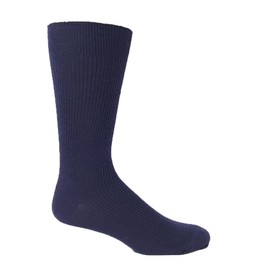 Non-Elastic Top Merino wool dress socks (2 Pairs) (Navy, Large (8-12 Shoe))