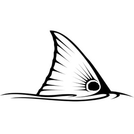 Skiff Life Redfish Tail Sticker - Black, UV Protected Outdoor Vinyl with, Custom Fish Design, 10"X5", Facing Left