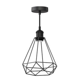 ledscom.de Retro Vintage Pendant Light E27 Socket Cage Shade Black