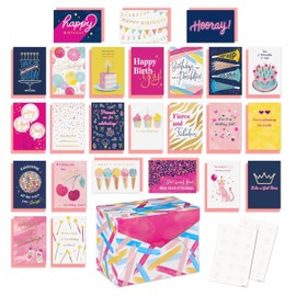 American Greetings 25-Count Birthday Card Assortment For Her with Envelopes, Seals, and Storage Box (Fierce and Fabulous)