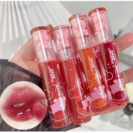 Pakivs 4Pcs Bear Lip Glaze Jelly Lipgloss,Flüssiger Lippenstift,Glänzender Lipgloss,Feuchtigkeitsspendender Lippenfleck,Aufpolsternder Wasser-Lipgloss,Wasserdichter Saftiger,Dauerhafter Lipgloss-Set