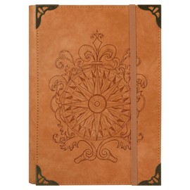 TIEFOSSI A5 Ring Binder with 6 Rings Diary for Women and Men, Hardcover Notebook Made of PU Leather, Compass Vintage Notebooks, College Ruling for School, Work, Travel & Organisation