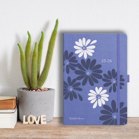 2025-2026 Academic Diary A5 Day to Page Daily Planner July 2025 to July 2026 Hardback Cover with Ribbon Page Marker and Elastic Closure Lilac