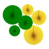 Dark Green and Yellow Round Party Hanging Paper Fans Decorations