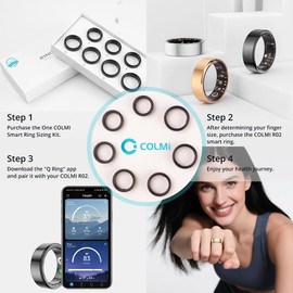 COLMI R02 Smart Ring, a Smart Ring for Women and Men, with a Charging case, Supports Heart Rate, Blood Oxygen, Sleep Health Monitoring, and Sports Tracking Ring. (Black, 9#)