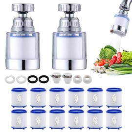 SLNXA 3pzs Filtro de Agua para Llave, Filtración de Llave de Cocina de 360°, Filtro de Agua para Grifo con 15 Elementos Filtrantes, 3 Interfaz universal, Elimina el Fluoruro de Cloro(21pzs)