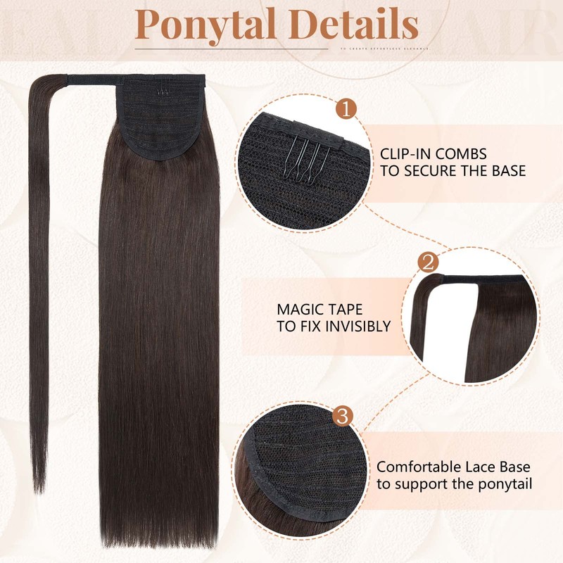 TESS Ponytail Extensions, Real Hair, 40 cm Long, 80 g,