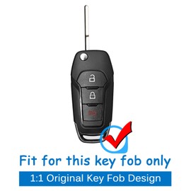 waymei Silicone Key Fob Cover Remote Keyless Case Protector Compatible with Ford EcoSport Escape Explorer Ranger F-150 F-250 F-350 F-450 F-550 Super Duty - 3 Buttons (Black + Grey), aFD43a