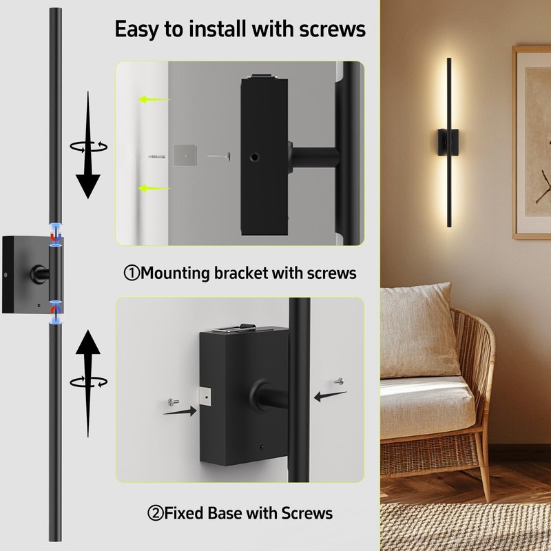iThird Battery Operated Wall Sconces Set of 2: 10000mAh Rechargeable