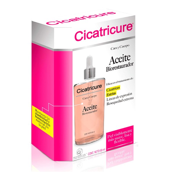 Face and Body Cicatricure Oil Biorestaurador, 60ml – Body Firming and Anti-Cellulite Oil – Targets Aged Skin, Scars and Stretch Marks